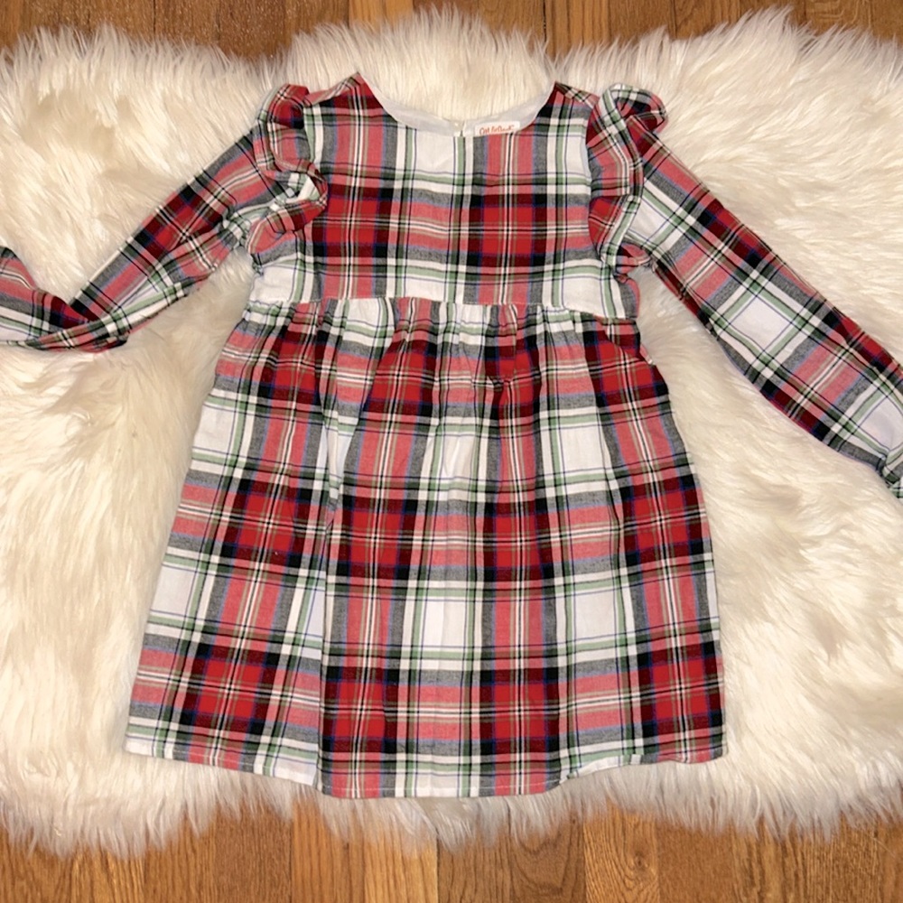 NWT cat & jack white red green blue plaid holiday dress size 5t